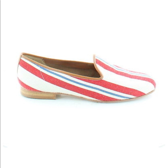 Linen Leather Striped Flat Boyfriend Loafers - Picture 6 of 8